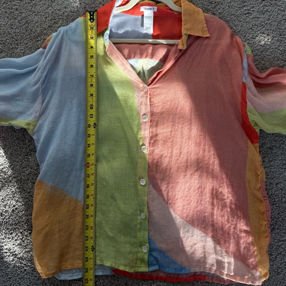 Vitamin A Multicolor Abstract Button-Down Shirt - Orange, Pink, Blue, Green - Picture 9 of 10